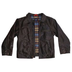Gap Kids Authentic Cow Leather Coat Jacket | Brown | Size: L 10 (Adult XS)